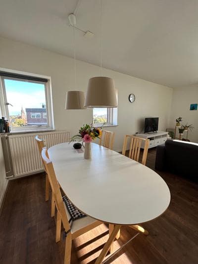 Apartment with city skyline