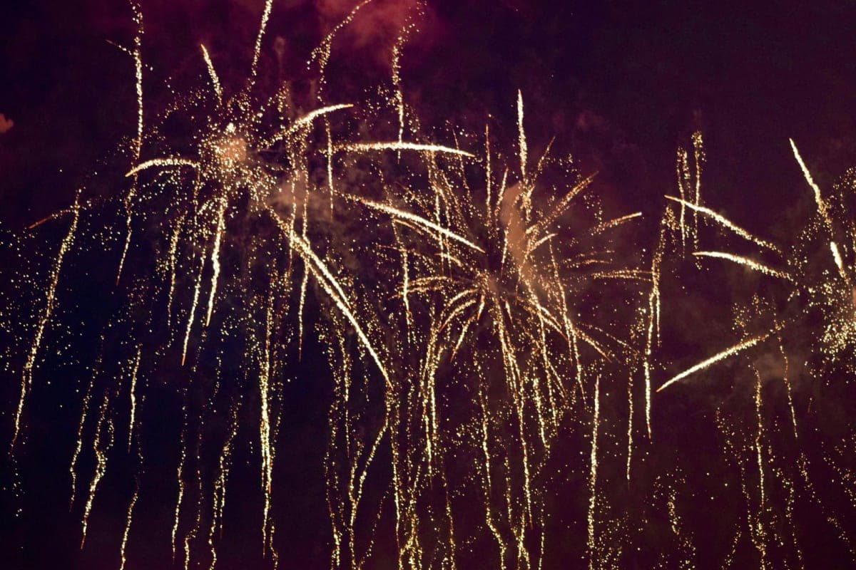 Fireworks lighting up the night sky over Edinburgh