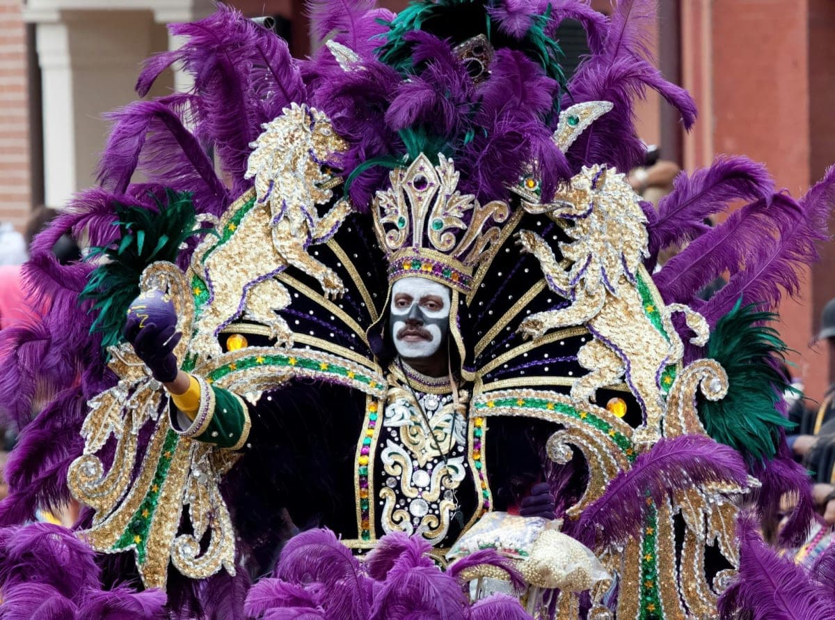Costumed Mardi Gras float figure in New Orleans, Louisiana