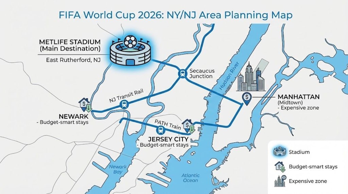 MetLife Stadium is closer to Newark than Manhattan — and the hotel savings reflect that.